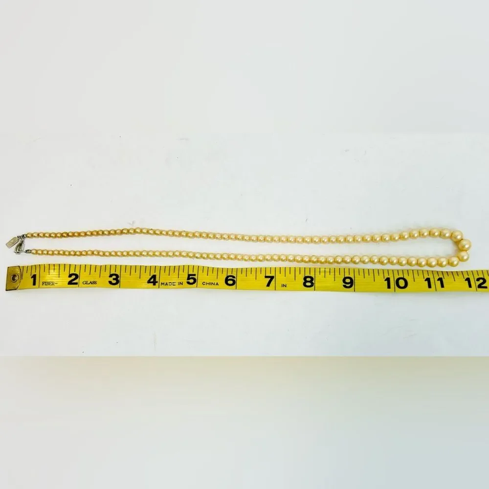 Vintage Marvella Strand of Creamy Champagne Simulated Pearls
